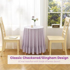 Lavender White Gingham Nightstand End Tablecloth Round Dia.51” - Image 5