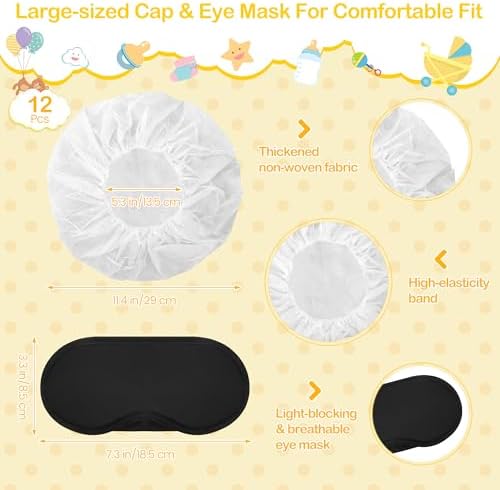 Aneco 12 Set Bottle Chug Baby Shower Games, Plastic Juegos Para Baby Shower Bottle, Gender Reveal Race Decoration with Bottles Bibs Sign Diapers Caps Blindfolds for Adult Party Supplies, Light Yellow - Image 4