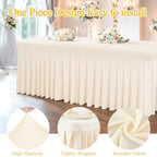 Shillance 8 Packs Ivory Spandex Table Covers 6 Foot, Fitted Stretch Table Cloth with Skirts 72x30 Inch, Wrinkle-Free Floor Length Rectangle Tablecloths for Weddings Parties Banquets Events - Image 2