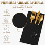 100 Pcs Black Napkins Disposable Linen Feel Dinner Paper Napkins with Built-in Flatware Pocket, Airlaid Paper Pre-Folded Napkins for Silverware Baby Shower Easter Wedding Birthday Party - Image 5