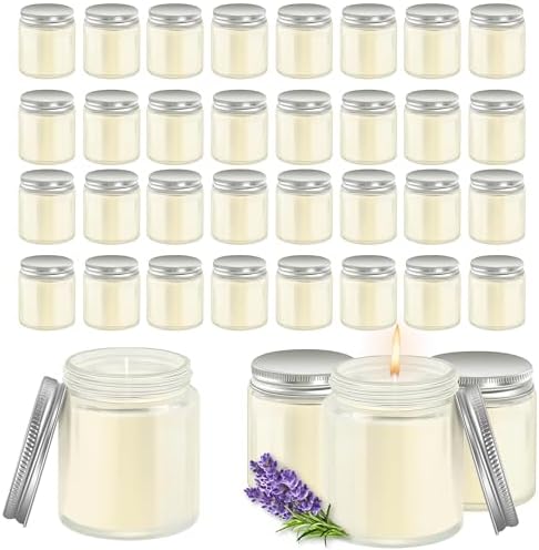 36 Pcs 4 Oz Mason Jar Candles, Lavender Scented Soy Candles Bulk Set for Stress Relief and Relaxation, Great Favors for Wedding, Christmas, Housewarming Gifts (Silver, Lavender, 36) by Unknown