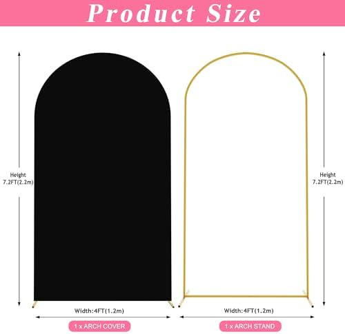 Putros Arch Backdrop Stand and Cover Set, 7.2ft Arch Stand with Black Cover - Image 2
