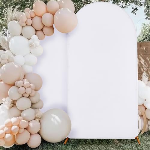 7.2FT 6FT White Arch Backdrop Cover Set of 2, Wrinkle-Free Stretchy Spandex Wedding Arch Set, Round Chiara Backdrop Stand for Birthday Party Baby Shower Photo Background - Image 6