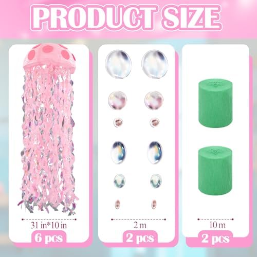 VioraWhite 37 Pcs Cartoon Party Decorations Jellyfish Hanging Paper Lantern - Image 3