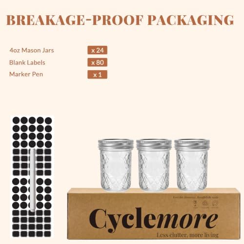 CycleMore Mason Jars 8 oz, 24 Pack Half Pint Canning Jars with Split Lids - Image 7
