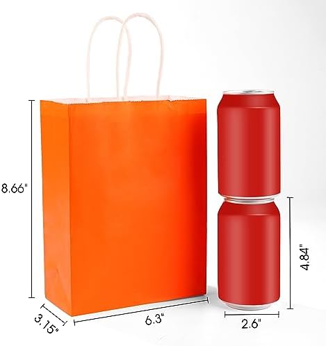 XPCARE 200Pcs Paper Gift Bags 6.3x3.15x8.66'' Kraft Paper Party Favor Bags - Image 2