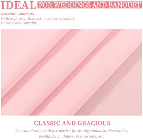 Showgeous 90 Inch Pink Round Tablecloths, Polyester Table Covers - Image 5