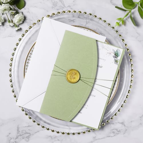 ponatia Sage Green 5x7 Wedding Invitation Envelopes Sleeves - Image 5