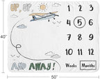 Sweet Jojo Designs Vintage Airplane Boy Baby Milestone Blanket Newborn Monthly First Year Photo Growth Chart Infant Memory Gift Set Grey Green Blue White Yellow Airplanes Plane Transportation Clouds - Image 4