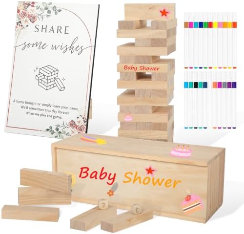 Baby Shower Game Blocks, Paulownia Box, Nursery Decor, 82 PC by LZLUCKCOME