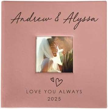 Personalized Photo Album For Couples, Holds 200 4" x 6" Photos, Engraved Hand Drawn Hearts Leatherette Picture Album, Gifts For Her, Wedding Gift by GiftsForYouNow