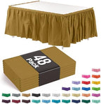 Exquisite Gold Table Skirt 48 Pack - Disposable Plastic Table Skirts for Rectangle Tables 6ft 8ft & Round Tables - 29in x 14ft Self-Adhesive Strip - Birthday Wedding Gender Reveal Decor by Exquisite