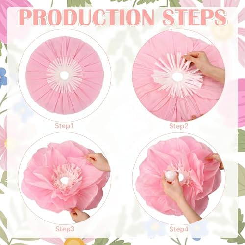 Thiccywoov 8 Pack Giant Paper Flower Decorations for Bulb, 15.7" Large Artificial Flower Paper Lantern Colorful Crepe Tissue Papers Flowers for Classroom Birthday Wedding Decorations(Fresh Color) - Image 5