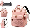 Diaper Bag with Changing Station, Waterproof 3 in 1 Diaper Backpack with Foldable Changing Pad, Large Travel Backpack for Mom & Dad, Baby Gift for Girl & Boy,Pink by Lamroro