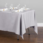 LTC LINENS 10 Pack Rectangular Tablecloths Silver 70 x 120 Inch for 6 or 8 ft Rectangle Banquet Tables with Half-Drop - Stain and Wrinkle Resistant Polyester Cloth Table Covers for Wedding, Party - Image 3