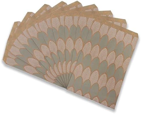300 Qty 6" x 9" Decorative Flat Paper Gift Bags - Baby-Blue Leaf Pattern on Brown Kraft Bags - For Sales/Treats/Parties Cookies/Gifts - N'icePackaging - Image 2