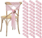 50 PCS Cheesecloth Chair Sashes Bows Wedding Aisle Decorations Chair Ribbon Ties Back Sash for Wedding Party Events Banquet Chair Cover Decoration (Light Pink) by Lumaycens