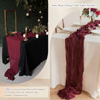 12 Pcs Burgundy Christmas Cheesecloth Table Runner 10Ft, Gauze Table Runners 21.5 x 120 inch,Semi Sheer Cheese Cloth Fabric Runner Bulk for Wedding,Party,Baby Shower,Bridal Shower - Image 4