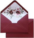 50PCS A7 Burgundy Envelopes, 5.3×7.6" Floral Liner Envelopes by KUCHYNEE