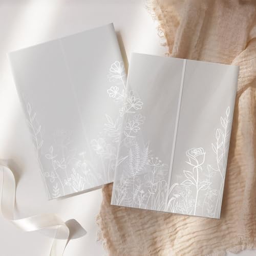 HAUTOCO 200 Pack Vellum Jackets for 5x7 Invitations, Pre-Folded Translucent 135GSM Vellum Paper Wraps, White Flower Envelope Liners Wedding Invitations Accessories - Image 7