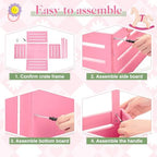 Suzile Baby Shower Crate Wooden Closet Baby Basket Gift,Pink - Image 4