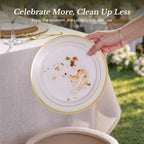 Goodluck 125 PCS Gold Rim Plastic Plates and Cutlery Set for 25 Guests - Image 6