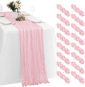 16 Pack Light Pink Cheesecloth Table Runners 20x120 Inch Gauze Table Runner Cheese Cloth 10FT Pink Table Runner Rustic Sheer Runner for Wedding Birthday Party Baby Shower Table Decor by Yorcari
