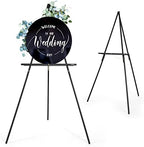 VISWIN 63" Black Easel Stand for Wedding Signs, Adjustable Wooden Display Easel with Holder, Tripod Floor Easel for Welcome Board, Poster, Picture, Photos, Paintings by VISWIN