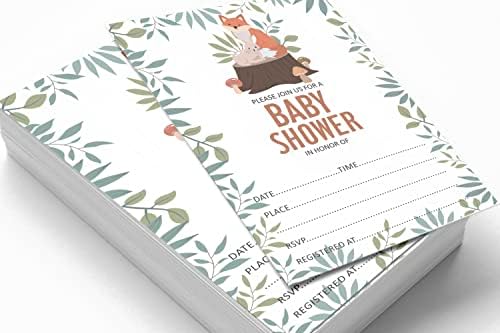 Pack of 30, Boy/Girl Baby Shower Party Collection, Baby Shower Invitation Cards, Fill in the Blank Invites WIth Envelopes, Fox Theme Party Supplies-a - Image 3