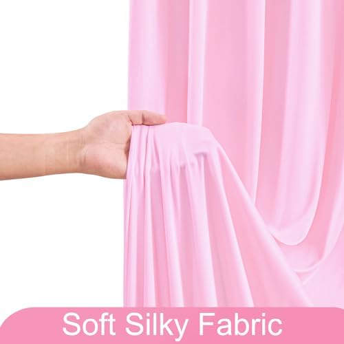 10ft x 10ft Pink Backdrop Curtain for Parties Light Pink Wrinkle Free Backdrop Drapes Panels for Baby Shower Wedding Birthday Photo Gender Reveal Photography Polyester Fabric Background Decoration - Image 6