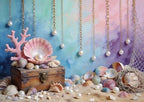 12x6ft Under The Sea Theme Backdrop for Photography Mermaid Princess Pink Shells Coral Pearl Ocean Background for Baby Shower Girls 1st 2nd Birthday Summer Party Decor Photo Props by XMJJKUF