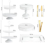 White Dessert Table Display Set, 11 PCS Metal Cake Stand Set for Party - Image 3