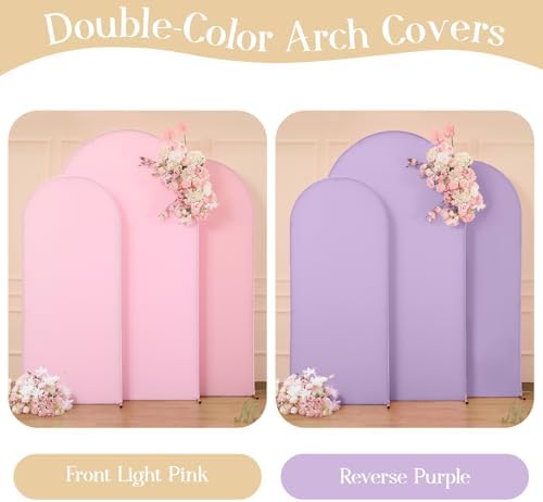 Pink and Purple Arch Cover 6.6FT 7.2FT 8FT Party Party Arch Covers Stretchy Backdrop Set of 3 - Image 3