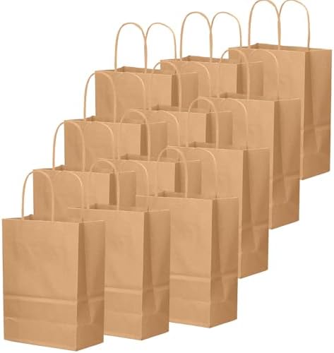 qiqee 100-Pcs Medium Size Paper Gift Bags with Handles Bulk 7.6"x4.75"x10.5" Brown Gift Bags Multiple Uses - Image 3