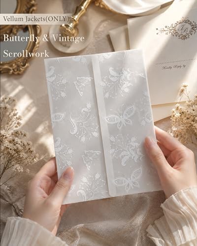 Vellum Jackets for 5x7 Invitation Butterfly Invitation Sleeves 100Pcs - Image 4