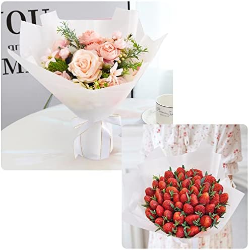 BEISHIDA Floral Wrapping Paper, 100 Pcs Matte, White, Floral Design, Waterproof, for Bouquet, Florist Supplies, Wedding, Graduation - Image 6