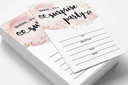 Pack of 30 Surprise Party Birthday Invitations with Envelopes, Blush Watercolor, Retirement Party, Bridal Shower, Baby Shower Fill in Style Invites - Image 3