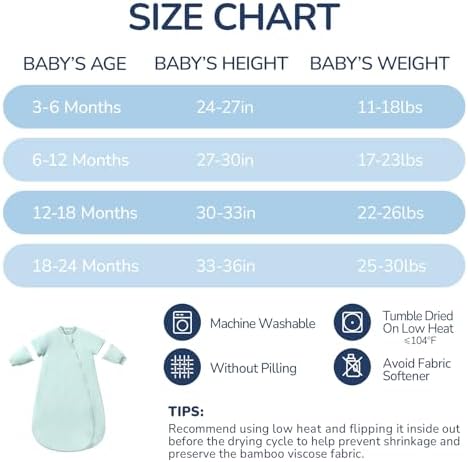 Rayon Made from Bamboo Sleep Sack 3-6 Months, Detachable Sleeves - Adjustable Warmth to Prevent Overheating, 1.0 TOG Breathable Wearable Blanket Toddler Sleeping Bag, Safe for Night Sleep - Image 7
