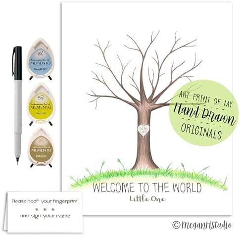 Boy's Baby Shower Fingerprint Tree Set Guestbook Alternative, 11x14 Inches - Image 3