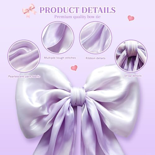 Big Purple Bow Decor, 16 x 85in Christmas Tree Topper Bow, Oversized Hanging Bow with Long Streamers, Large Bow for Entrance Wall Backdrop Wedding Birthday Bridal Shower Graduation Coquette Room Decor - Image 3