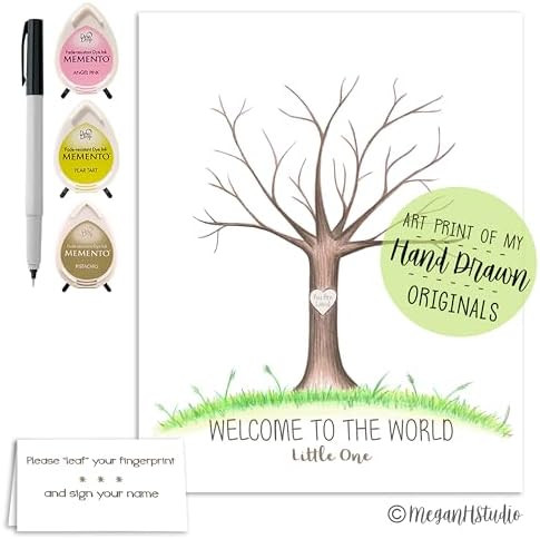 Girl's Baby Shower Fingerprint Tree Set Guestbook Alternative, 8.5x11 - Image 3