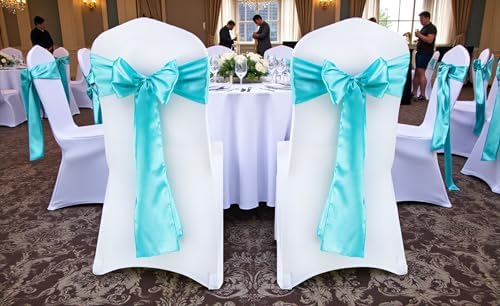 MDS® Pack of 300 Satin Chair Sashes for Wedding & Events – Teal - Image 2