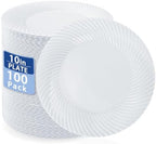 IOOOOO 100Pcs 10" White Plastic Dinner Plates,Disposable Plates for Party by I00000