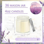 36 Pcs 4 Oz Mason Jar Candles, Lavender Scented Soy Candles Bulk Set for Stress Relief and Relaxation, Great Favors for Wedding, Christmas, Housewarming Gifts (Silver, Lavender, 36) - Image 2