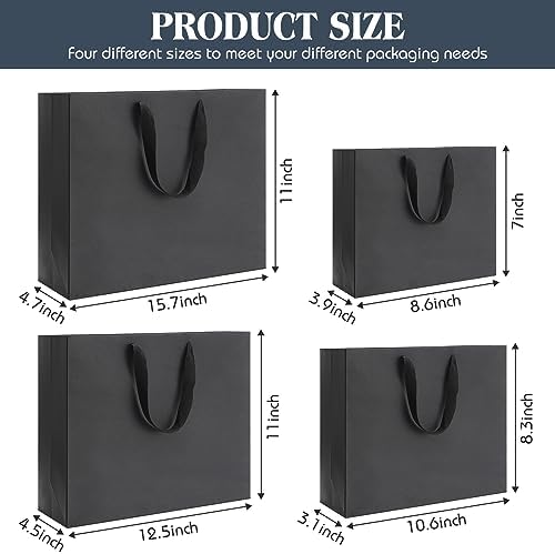 PerKoop 40 Pack Kraft Gift Bags with Handles 4 Sizes,Horizontal,Black - Image 2