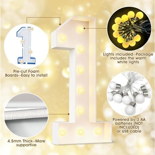 Ledido Easy-Assemble 4FT Warm White Marquee Light Up Number 55 for Birthday - Image 6