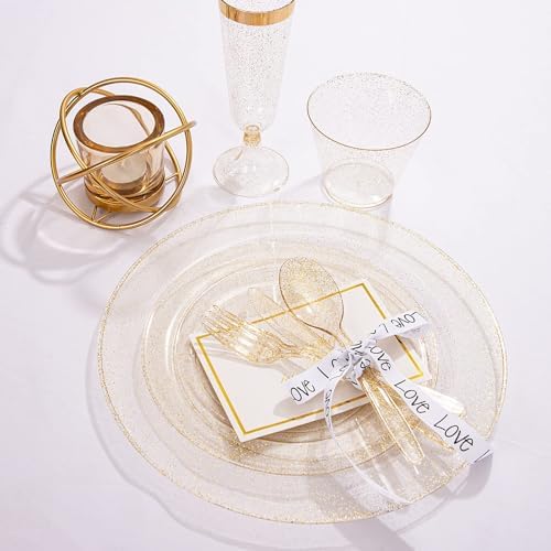 WDF 360 Gold Plastic Silverware - Disposable Gold Glitter Cutlery - Plastic Silverware inluding 120Forks, 120 Spoons, 120 Knives for Wedding/Baby Shower/Birthday - Image 7