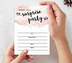 Pack of 30 Surprise Party Birthday Invitations with Envelopes, Blush Watercolor, Retirement Party, Bridal Shower, Baby Shower Fill in Style Invites - Image 5