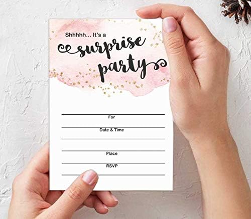 Pack of 30 Surprise Party Birthday Invitations with Envelopes, Blush Watercolor, Retirement Party, Bridal Shower, Baby Shower Fill in Style Invites - Image 5