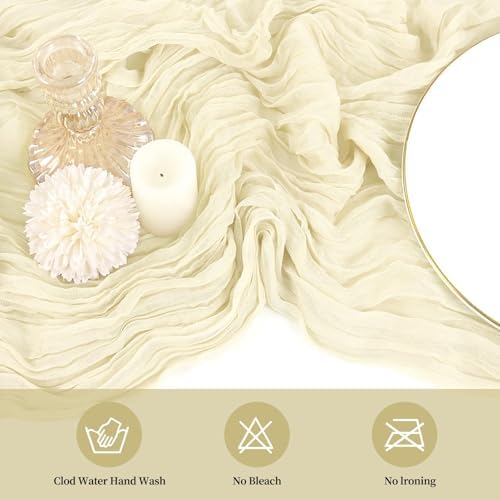 20 Pack Cheesecloth Table Runner 17 x 108 Inch, Ivory - Image 4